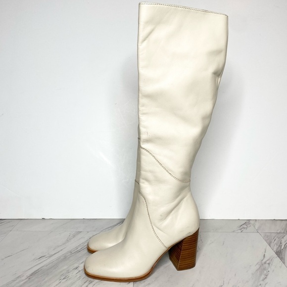 Dolce Vita Flin Ivory Leather Heeled Tall Boot 6 - Picture 1 of 16